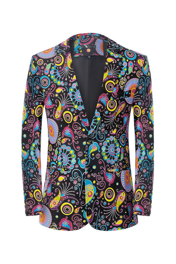 Menns trykte hakket lapel party blazer